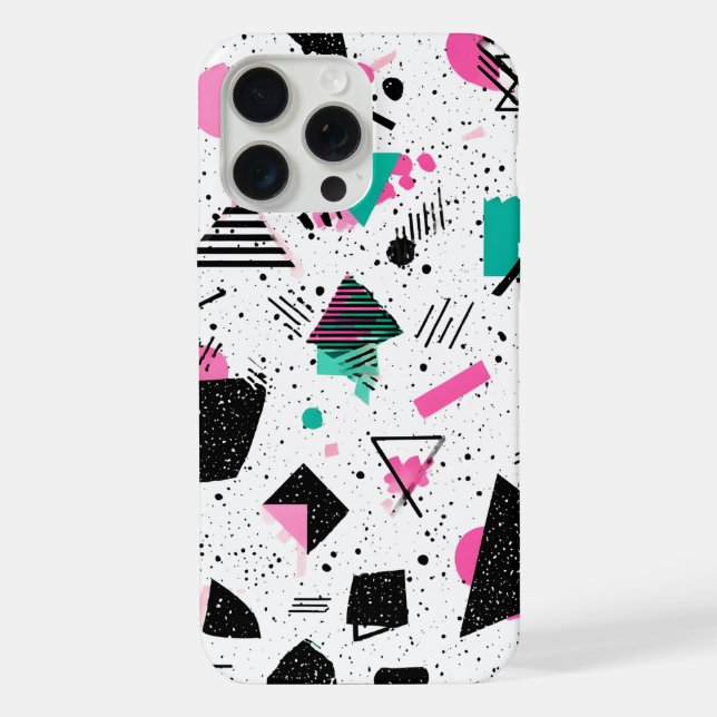 Retro Memphis Geometric Pattern iPhone Hülle (Rückseite)