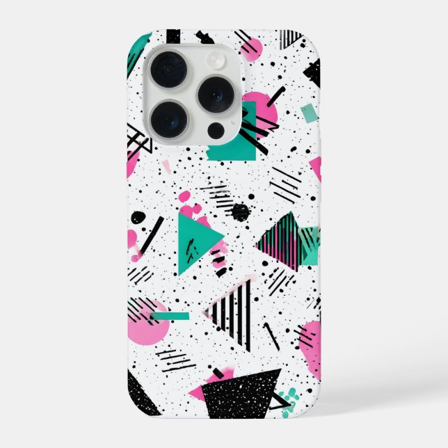 Retro Memphis Geometric Pattern iPhone Hülle (Rückseite)