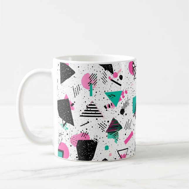 Retro Memphis Geometric Pattern Kaffeetasse (Links)