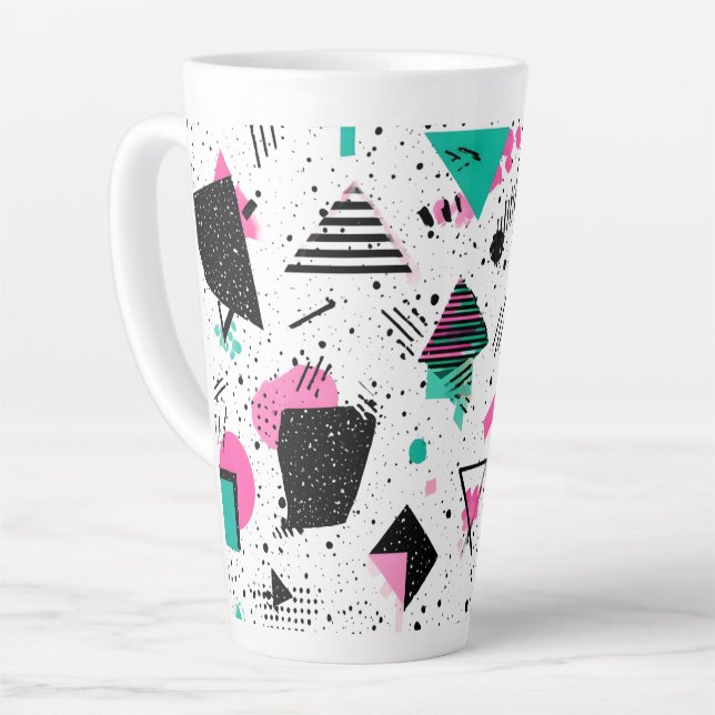 Retro Memphis Geometric Pattern Milchtasse (Linke Ecke)