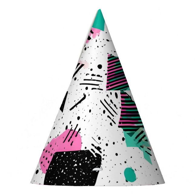 Retro Memphis Geometric Pattern Partyhütchen (Links)