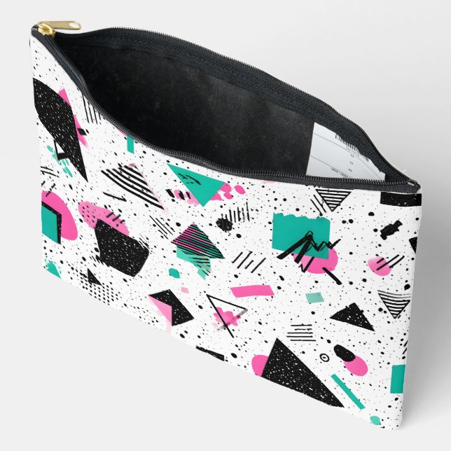 Retro Memphis Geometric Pattern Zubehörtasche (Offen)