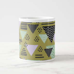 Retro-Memphis-Stil geometrische Dreiecke Kunst-Tas Jumbo-Tasse