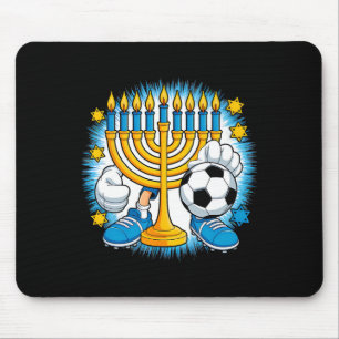 Retro Menora spielt Fußball Frohe Chanukka Pjs Bo Mousepad