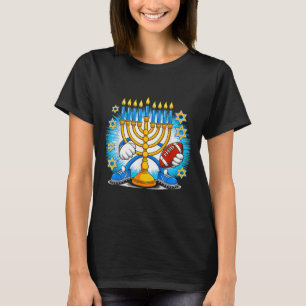 Retro Menorah Fußballspiel Happy Hanukkah Pjs T-Shirt