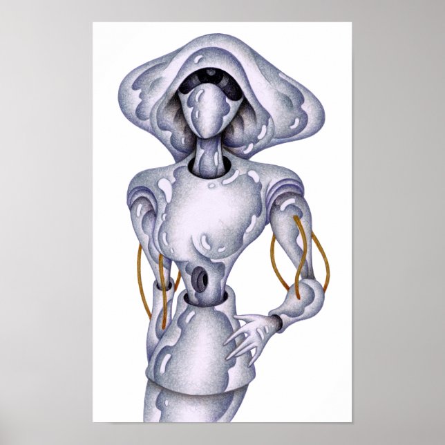 Retro-menschlicher Roboter. Poster (Vorne)