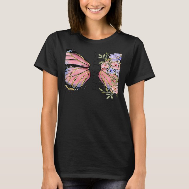 Retro Mental Health Awareness Butterfly Floral T-Shirt (Vorderseite)