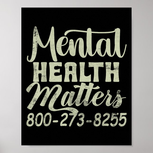 Retro Mental Health S 800-273-8255 Awareness  Poster (Vorne)