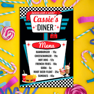 Retro-Menüplakat eines Diners aus den 1950er Jahre Poster