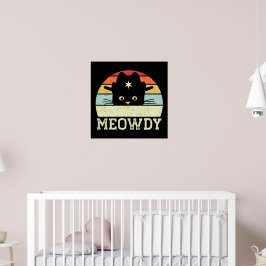 Retro Meowdy Cat Meme Funny Cowboy Cat Hat Geschen Poster