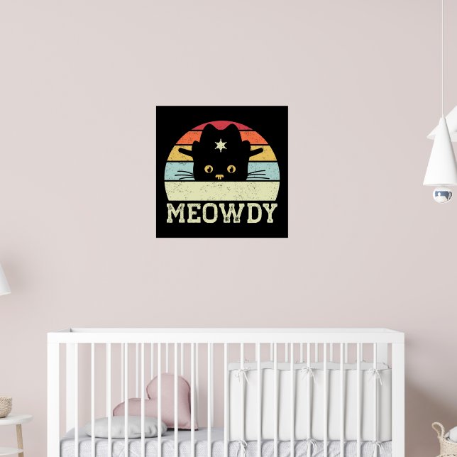 Retro Meowdy Cat Meme Funny Cowboy Cat Hat Geschen Poster (Kinderzimmer 2)