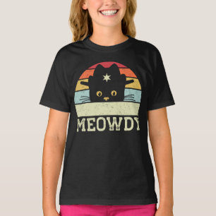 Retro Meowdy Cat Meme Funny Cowboy Cat Hat Geschen T-Shirt