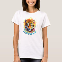 Retro Meowdy Tiger mit Blumen