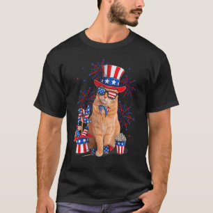 Retro Mericat Katze Sonnenbrille Amerikanische Fla T-Shirt