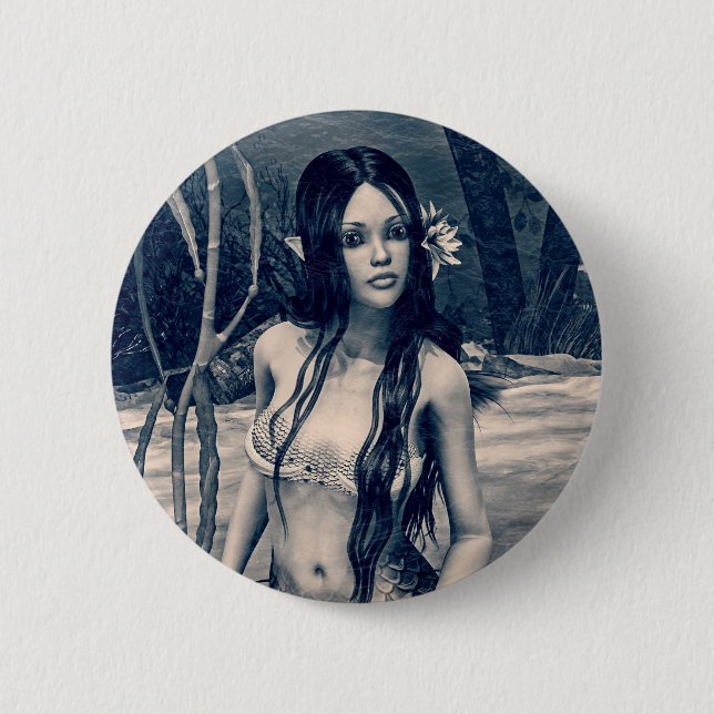 Retro Mermaid Button (Vorderseite)