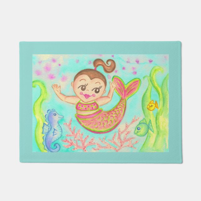 Retro Mermaid Doormat Rug Fußmatte (Vorderseite)