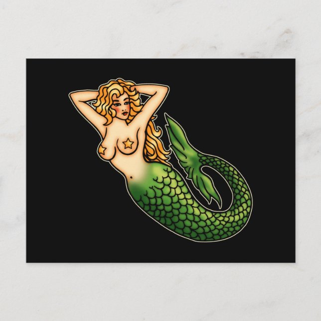Retro Mermaid Postkarte (Vorderseite)