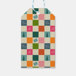 Retro Merry and Bright Christmas Wrapping Paper Geschenkanhänger