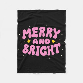 Retro Merry And Bright Holiday Design  Fleecedecke