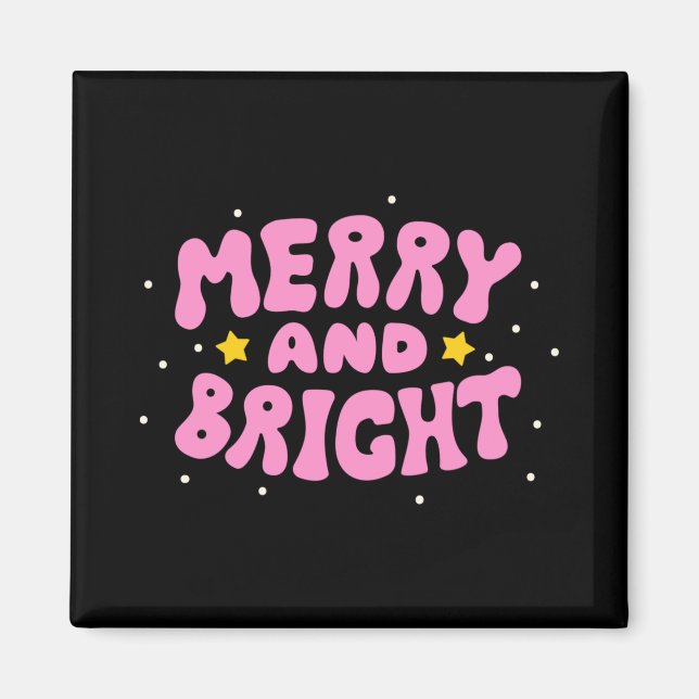 Retro Merry And Bright Holiday Design  Magnet (Vorne)
