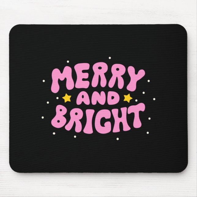 Retro Merry And Bright Holiday Design  Mousepad (Vorne)