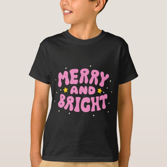 Retro Merry And Bright Holiday Design  T-Shirt (Vorderseite)