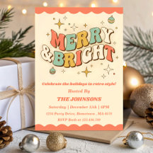 Retro Merry & Bright Bearbeitbare Weihnachtsfeier
