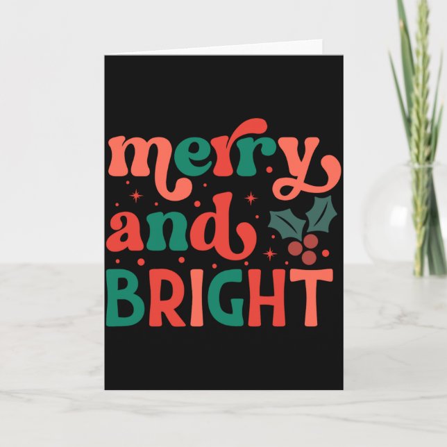 Retro Merry Bright Christmas Baby  Karte (Vorderseite)