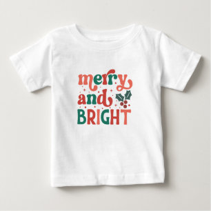 Retro Merry & Bright Christmas Baby T-shirt
