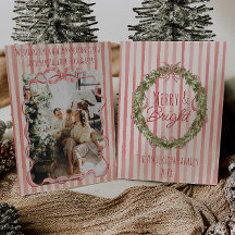 Retro Merry & Bright Streifen Weihnachtskranz