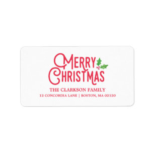 Retro Merry Christmas Address Label Adressaufkleber