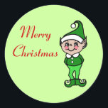 Retro Merry Christmas Elf Stickers<br><div class="desc">Das Design stammt aus der Originalkunst.</div>