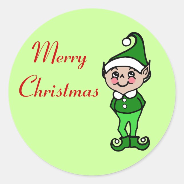 Retro Merry Christmas Elf Stickers (Vorderseite)