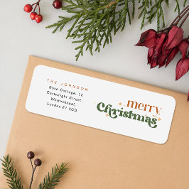 Retro Merry Christmas Holiday Return Address