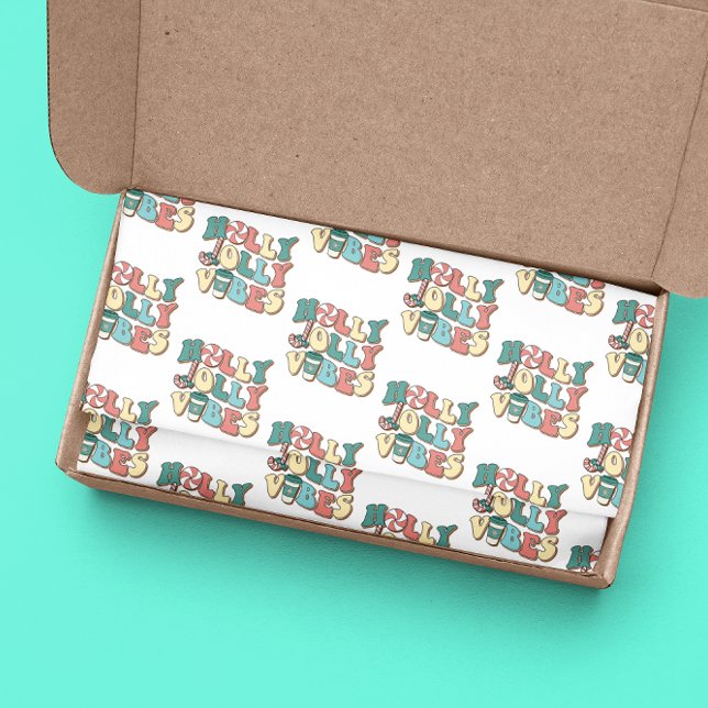 Retro Merry Christmas Holly Jolly Vibes Seidenpapier (Von Creator hochgeladen)