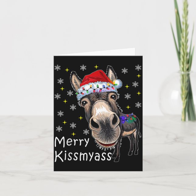 Retro Merry Christmas Light Merry Kissmy Funny  Karte (Vorderseite)