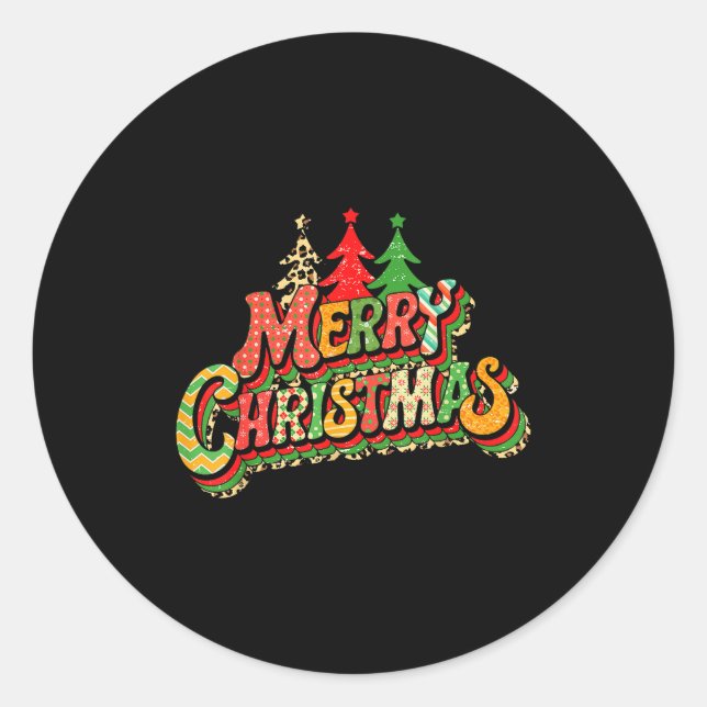 Retro Merry Christmas Matching Family Xmas Holiday Runder Aufkleber (Vorderseite)