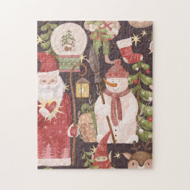 Retro Merry Christmas Pattern - Festive Aesthetic Puzzle