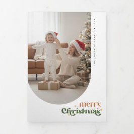 Retro Merry Christmas Photo Trifold Fold Card Dreifach Gefaltete Karte