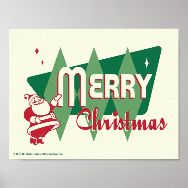 Retro Merry Christmas Santa Claus Poster (Vorne)