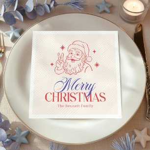 Retro Merry Christmas Santa Serviette