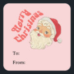 Retro Merry Christmas Santa Sticker<br><div class="desc">Erhöhen Sie Ihre Weihnachtsdekoration mit unserem skurrilen Retro Frohe Weihnachtsaufkleber. Dieser Aufkleber mit spielerischem rosa Design hebt einen Retro-Weihnachtsmann hervor und schafft in dieser Feriensaison eine fröhliche und einzigartige Atmosphäre.</div>