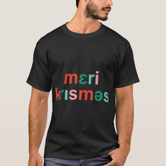 Retro Merry Christmas Slp Phonetics Funny Speech T T-Shirt (Vorderseite)