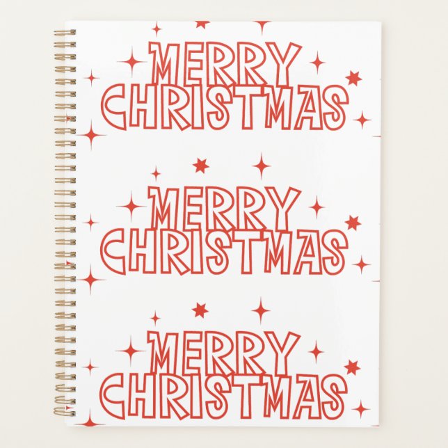 Retro-Merry-Christmas-Typografie Planer (Vorderseite)