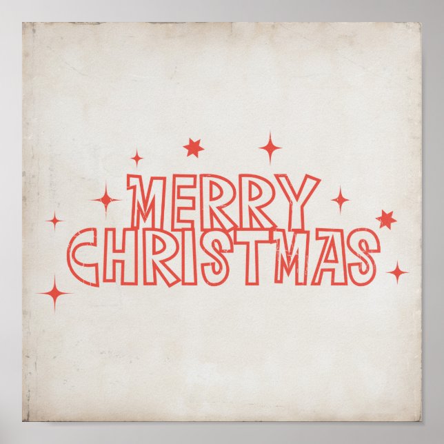 Retro Merry Christmas Typography Poster (Vorne)