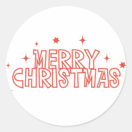 Retro Merry Christmas Typography Runder Aufkleber