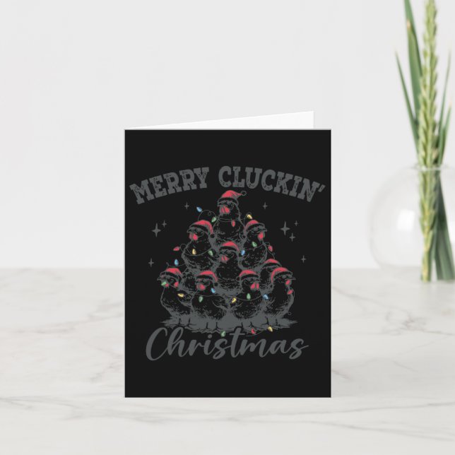 Retro Merry Cluckin Christmas Funny Chicken Santa Karte (Vorderseite)