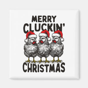 Retro Merry Cluckins Weihnachtsspass Chicken Santa Magnet