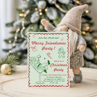 Retro Merry Friendsmas Weihnachtsfeier Einladung