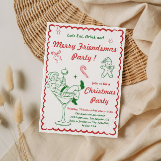 Retro Merry Friendsmas Weihnachtsfeier Einladung